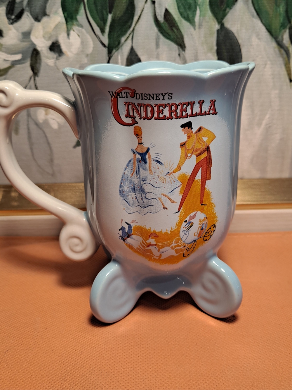 Disney Cinderella Light Blue Carriage Coach Mug Vintage 1993 Rare Fine China